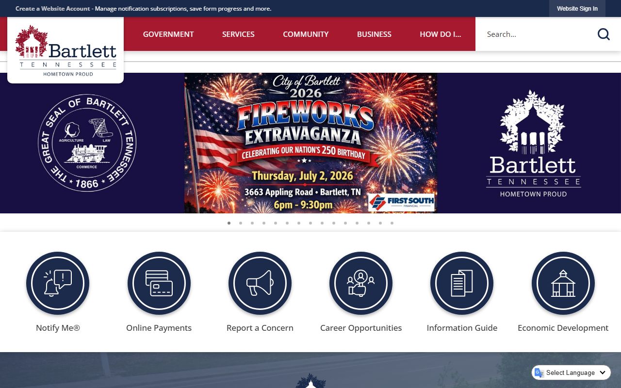 Bartlett Sex Offenders police department page from the Bartlett Police Department