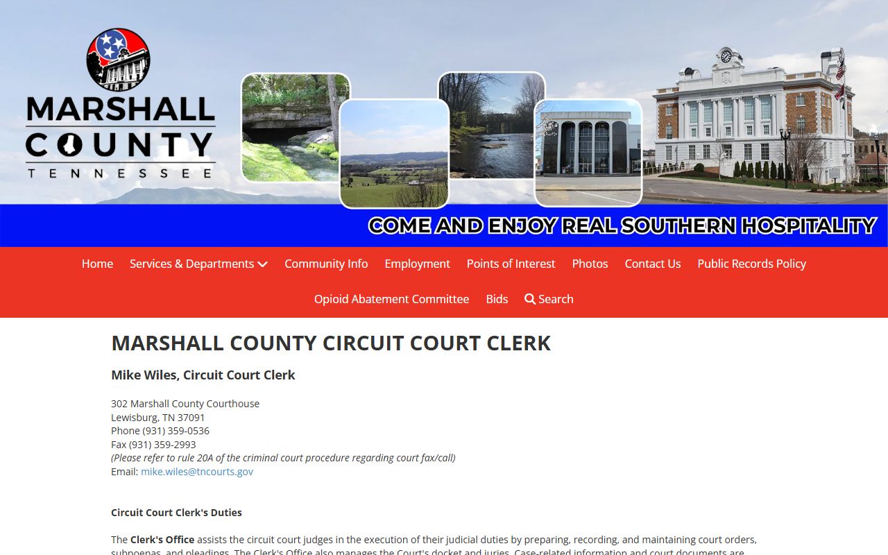 Marshall County Sex Offenders sheriff office page on the Marshall County government website